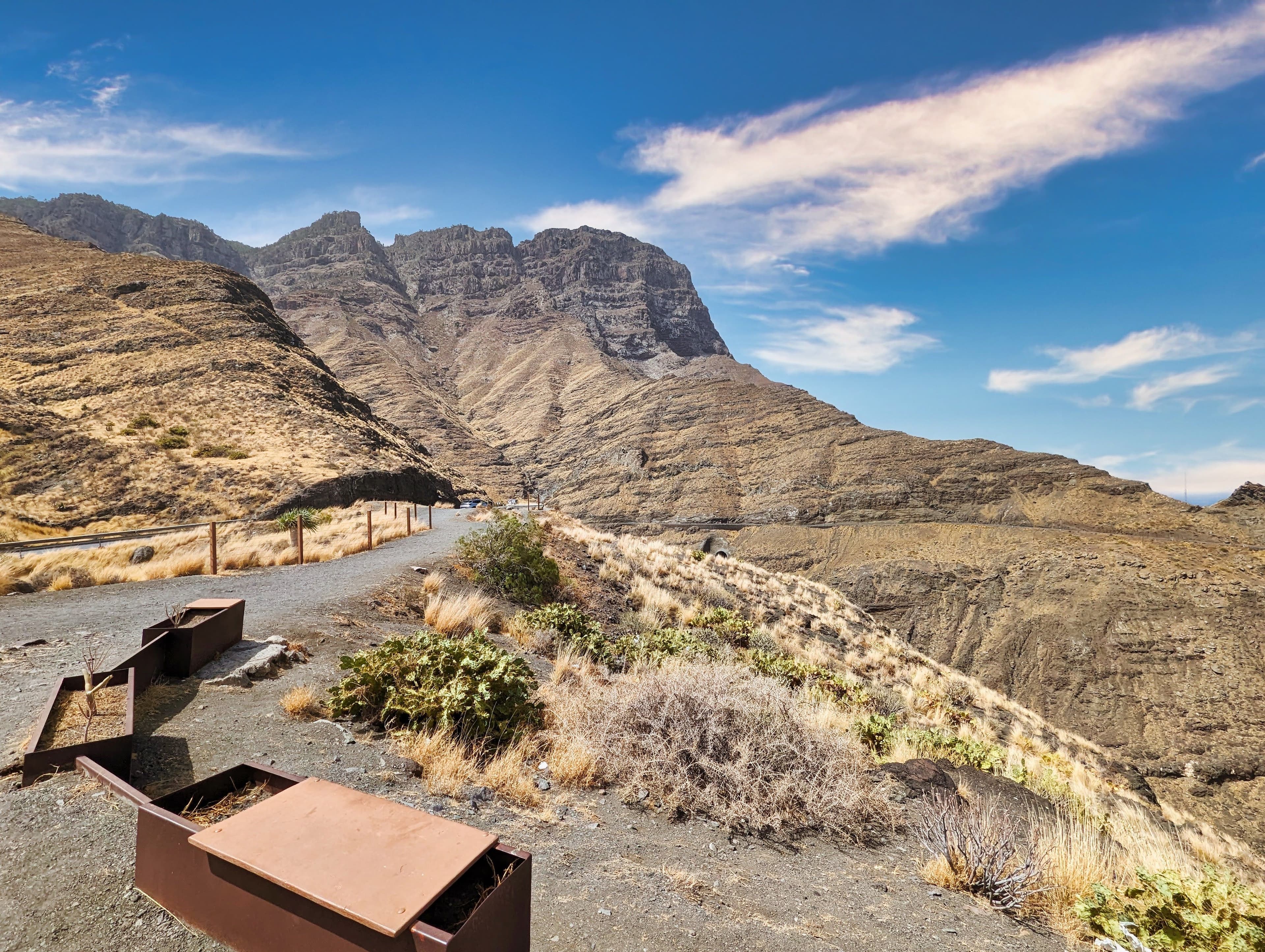 A viewpoint looking out over the ridges and ravines of Gran Canaria's interior