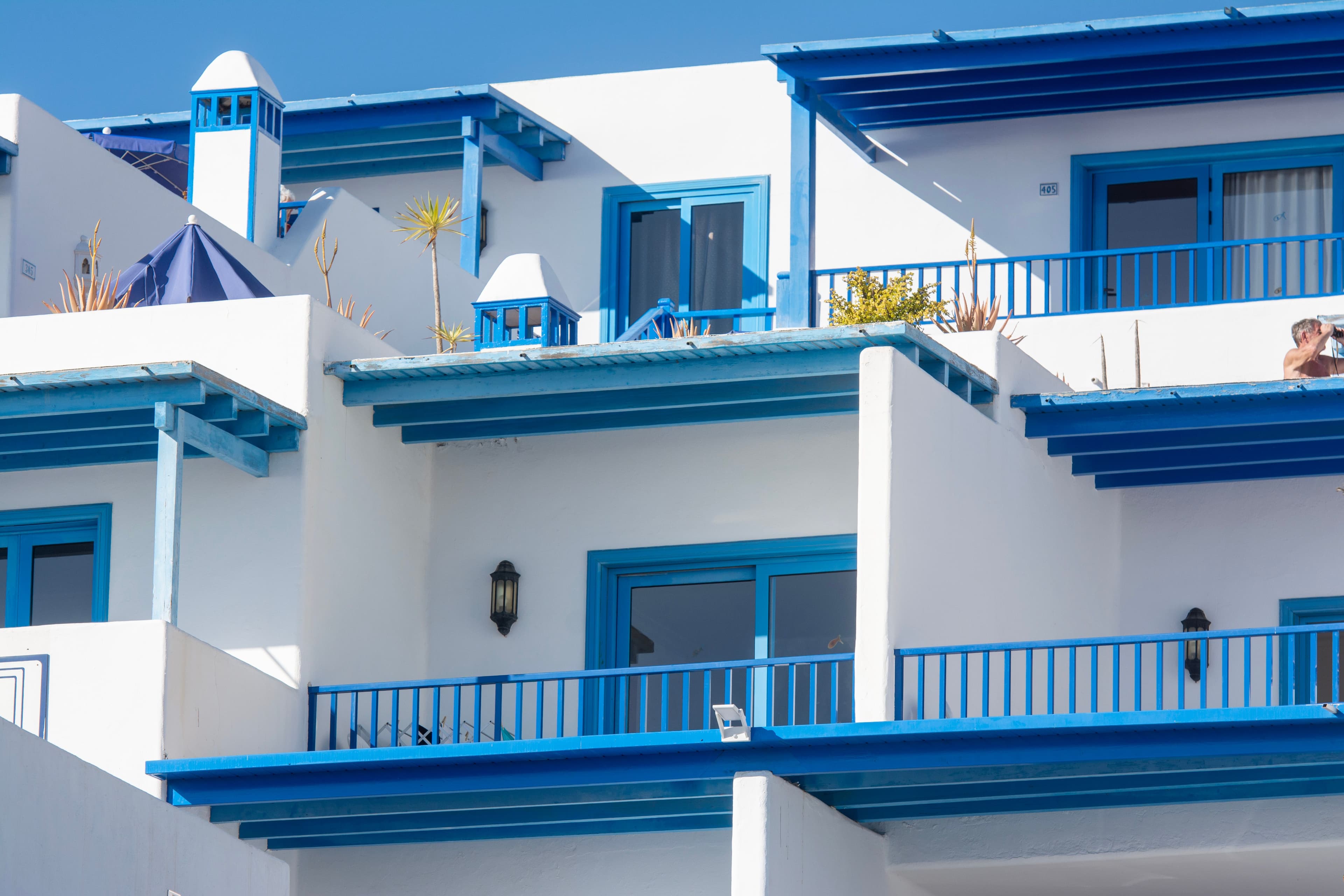 Balconies on an apartment building in a southern Gran Canaria resort