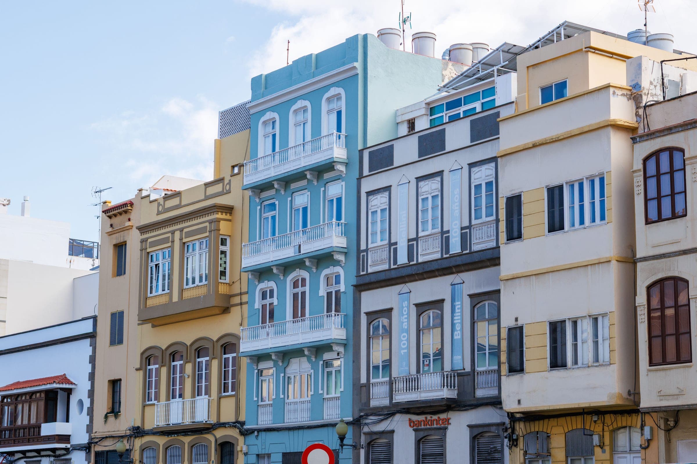 Balconied facades in the old quarter of Las Palmas de Gran Canaria